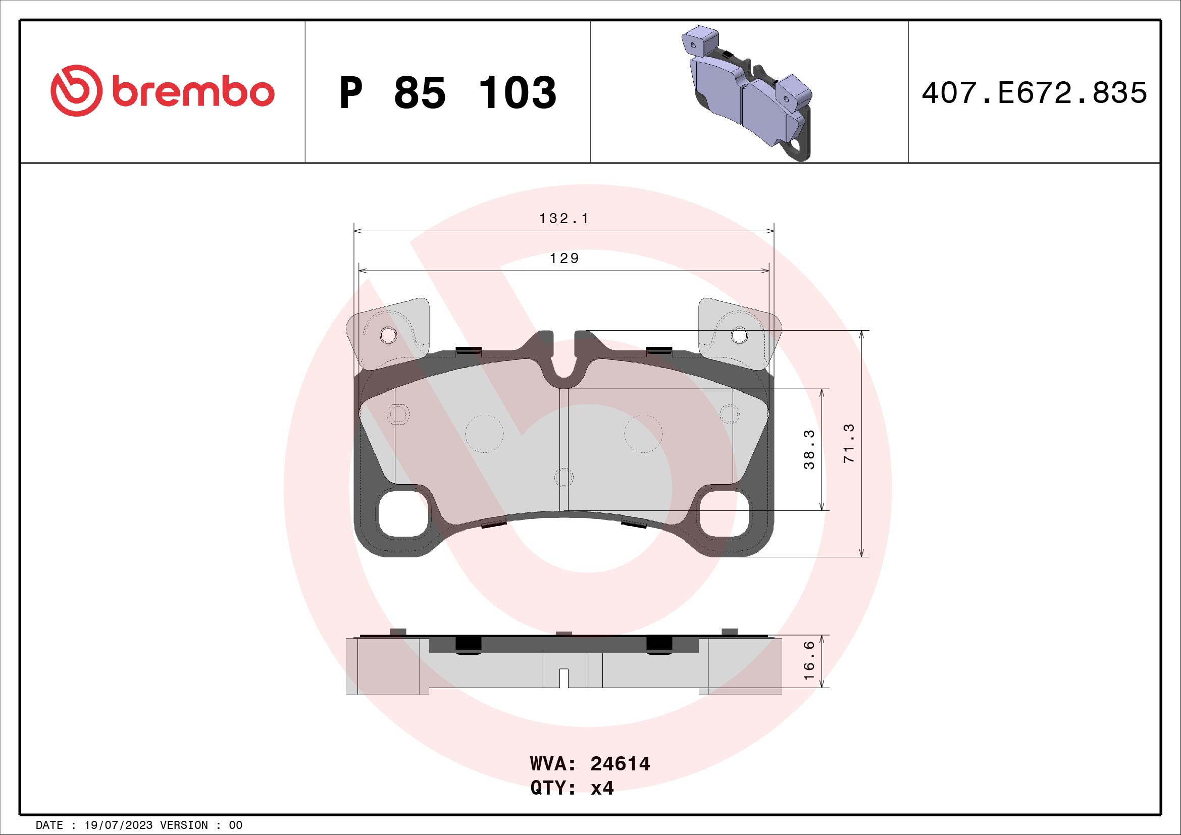 A.B.S. P 85 103 BREMBO Bremsbelagsatz, Scheibenbremse